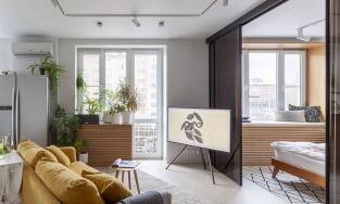 Căn hộ 46m² nhưng thoáng sáng bất ngờ nhờ giải pháp phân vùng bằng cửa trượt trong suốt