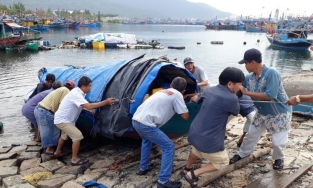 100 ngư dân nhất quyết bám tàu không chịu vào bờ tránh bão số 9