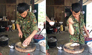 Khoảnh khắc các anh bộ đội thái rau thịt chuyên nghiệp như masterchef