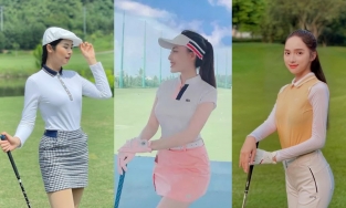 Đẳng cấp mỹ nhân là đây: Hương Giang, Đỗ Mỹ Linh biến sân golf thành sàn diễn thời trang