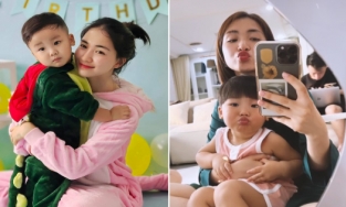 Hòa Minzy được đoàn tụ với con trai sau 2 tuần chạy show, phải để con lại cho bảo mẫu chăm
