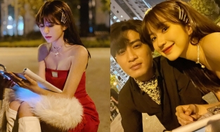 Vân Vân 'Thương ngày nắng về' lên đồ o ép vòng 1 selfie với 'ông chú' Doãn Quốc Đam