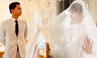 Khánh Thi chính thức mặc váy cưới ở tuổi 39