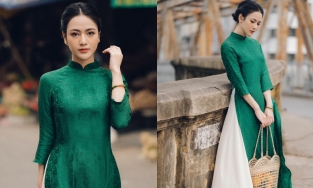 Tiểu tam của 'Hương vị tình thân' đẹp như tranh vẽ khi mặc áo dài xuống phố