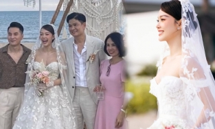 Hình ảnh chồng Minh Hằng xuất hiện trên MXH dù cô dâu tháng 6 đã dặn khách mời không đăng ảnh chú rể