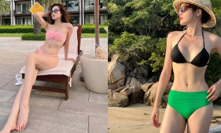 Cùng lên đồ đi biển, Kỳ Duyên khiến cô em Đỗ Thị Hà trở nên 'nhạt'