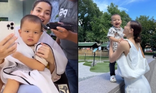 Khoảnh khắc 'bất ổn' của Leon nhà Hồ Ngọc Hà khi được mẹ cho đi 'tút tát nhan sắc'