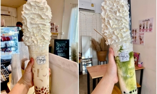 Ly trà sữa siêu kem tươi, kem cao như núi giá chưa tới 50k khiến dân tình ước sớm được đi Bangkok