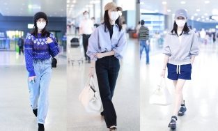 Thời trang sân bay trẻ trung của 'Chúc Anh Đài' Đổng Khiết