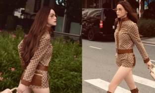 Sau nhiều tháng ru rú trong nhà chăm con, Hồ Ngọc Hà cũng chịu ra đường khoe đôi chân dài miên man