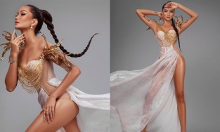 H'Hen Niê tiếp tục hóa nữ thần gợi cảm, chinh phục trang phục ánh vàng