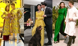 Couple sao Việt khoe outfit đầu năm: Vợ chồng Hà Tăng đẳng cấp, cặp Lệ Quyên lên đồ rồng phượng