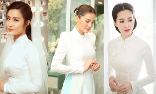 Phương Trinh Jolie, Đông Nhi và dàn mỹ nhân Việt chọn áo dài trắng tinh khôi trong ngày cưới