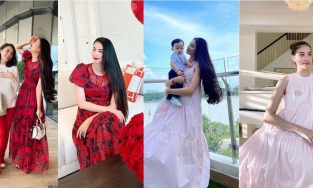 Phạm Hương về Việt Nam: 'Phu nhân tổng tài' mặc lại loạt đồ cũ, tăng cân thấy rõ