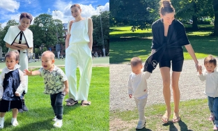 Thời trang cặp song sinh Hồ Ngọc Hà khi 'về quê': Lisa như 'công chúa nhỏ', Leon ra dáng nam thần