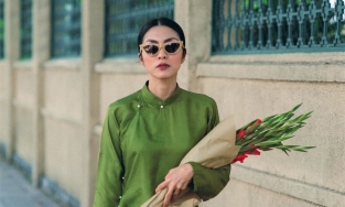 Tăng Thanh Hà mặc áo dài màu 'trà xanh' matcha hóa cô gái Hà thành cổ điển