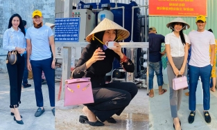 Thuỷ Tiên từng không ít lần đeo túi hiệu đắt đỏ đi từ thiện