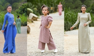 NTK Phương Hồ lần đầu kết hợp chất liệu dạ tweed với áo dài trong BST In Fall 