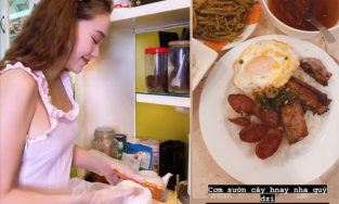 Minh Hằng khoe cơm sườn cây chất lượng, Văn Mai Hương ăn sashimi tẩm bổ