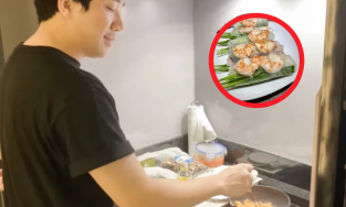 Huyền Baby nạp protein sang chảnh, Trấn Thành hướng dẫn cách cuốn gỏi vừa đẹp vừa ngon