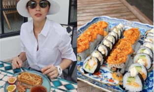 Hà Tăng làm sushi đãi các con, Thanh Hằng ăn trưa thịnh soạn cho bõ công dậy từ 6 giờ