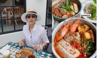 Hà Tăng ăn bún tôm kiểu 'nhà có điều kiện', Phanh Lee có bàn ăn ngập các món sang chảnh