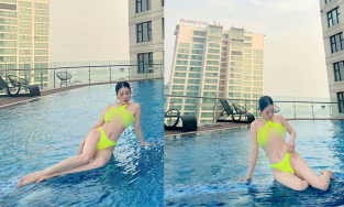 Netizen đỏ mặt khi nhìn bức ảnh Lệ Quyên than 'việc ngập đầu không được đi biển