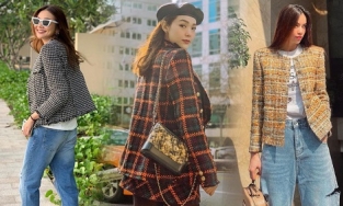 Áo khoác vải tweed quyến rũ nhiều sao Việt 