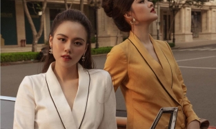 Thời trang 'chị chị em em' của Á hậu Tường San và em chồng tương lai