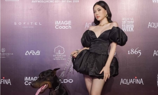 Á hậu Phương Nga dắt cún cưng lên thảm đỏ, giá mà...