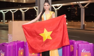 Trang phục dự thi của Á hậu Ngọc Thảo tại Miss Grand International 2020 mang thông điệp hòa bình 