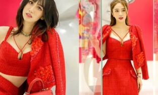 Lynk Lee hay Quỳnh Nga, ai mặc váy tweed cut- out màu đỏ quyến rũ hơn?