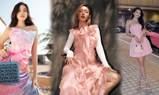 Cuối tuần của Đỗ Thị Hà và dàn người đẹp: Đại hội váy hồng