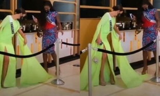 'Thót tim' với những pha dẫm váy từ những người đẹp HHHV Thế giới 