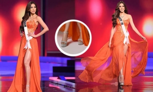 Nếu không có phụ kiện này, trang phục dạ hội của Khánh Vân sẽ giảm đi vài phần 'chân kinh' 