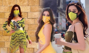 Khánh Vân 'nổi bần bật' với BST khẩu trang không đụng hàng trên đất Mỹ