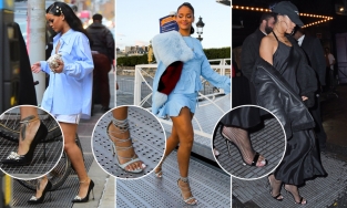 Rihanna và IU băng băng đi qua hố ga dù lênh khênh trên giày cao gót nhọn