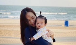 Hình ảnh khác biệt của Đàm Thu Trang khi tự đăng và khi ông xã đăng