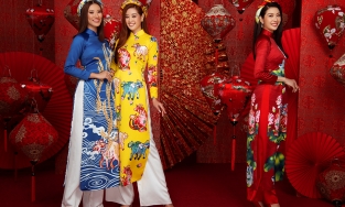 Các Hoa hậu, Á hậu Hoàn vũ Việt Nam rạng ngời diện áo dài xuân