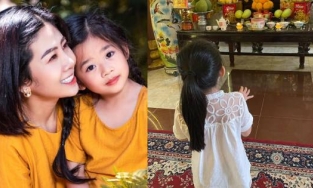 Con gái Mai Phương đến thắp hương cho mẹ ngày giỗ đầu