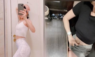 Chán khoe vòng 1, Lệ Quyên lại không ngần ngại vén quần khoe eo