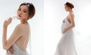 Á hậu Tường San công khai bụng bầu nhưng không nói mang bầu lần mấy