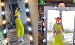 Khởi My khoe múi bụng săn chắc nhưng điểm nhấn lại là 'chiếc gương chạy bằng cơm'