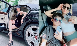 Bức ảnh 'toát ra mùi tiền' của mẹ con Lệ Quyên: Ngồi xe sang, diện đồ hiệu, khoe điện thoại đời mới