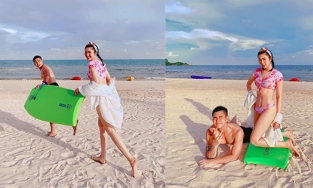 Jun Phạm - Thúy Ngân như đi tuần trăng mật: Chàng cơ bắp lực lưỡng, nàng khoe dáng quyến rũ