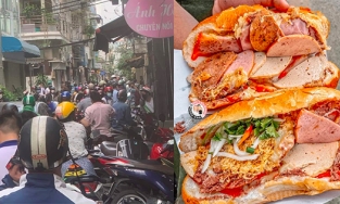 Bánh mì Ô môi Bà Huynh hậu tách khỏi Huỳnh Hoa: Khách xếp hàng dài kín đường, 4 giờ đã hết hàng
