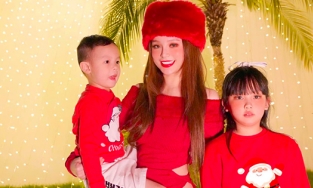 Huyền Baby bé hơn cả con gái 8 tuổi trong bức ảnh giáng sinh không chỉnh sửa
