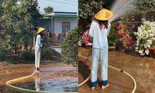 H'Hen Niê đội nón lá dọn nhà ngày 29 Tết đúng chuẩn 'về nhà là một đứa con ngoan'