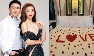 Á hậu Kiều Loan đi du lịch sang chảnh sát ngày lễ Tình nhân, khoe chiếc giường tình yêu rải hoa hồng