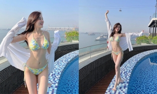Cao Thái Hà diện bikini khoe thân hình siêu mỏng, eo nhỏ xíu